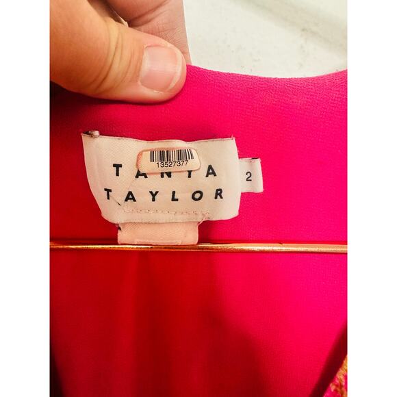 TANYA TAYLOR Women's Pink Orange Floral 100% Silk V-Neck Lisa Wrap Dress size 2 - Picture 9 of 16